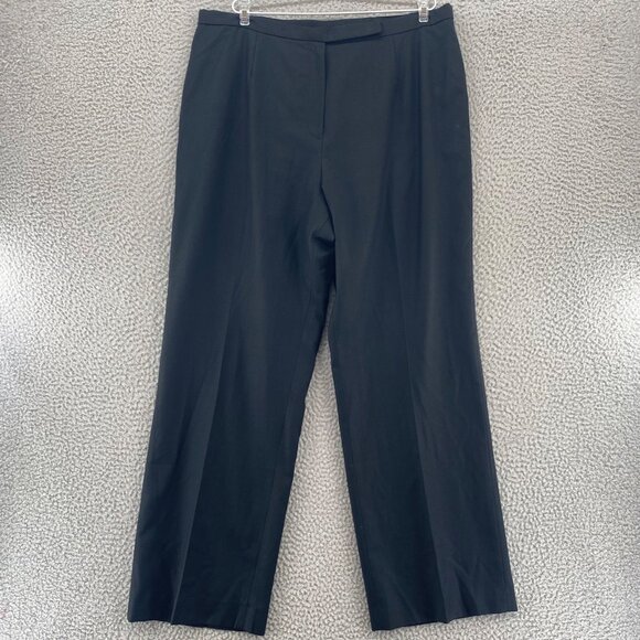 Kasper Pants Womens 16 Petite Black Wide Leg Trousers Office Career Work Casual - Picture 1 of 10